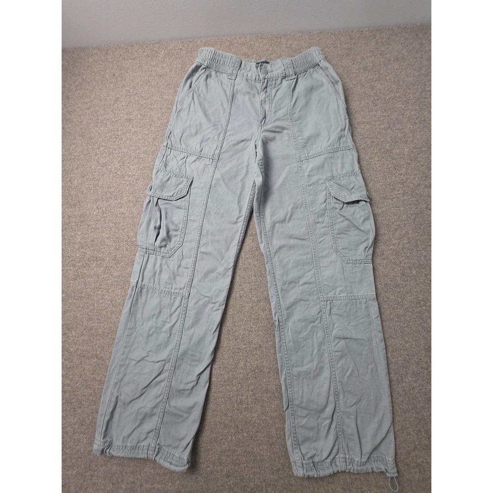 Aeropostale Utility Cargo Pants Womens Small Gray Elastic Waist Drawcord Hem